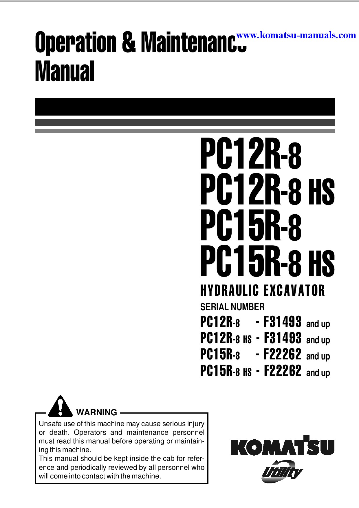 Komatsu pc12r-8(ita) operation and maintenance manuals excavators crawler download Komatsu pc12r-8(ita) operation and maintenance manuals excavators crawler download