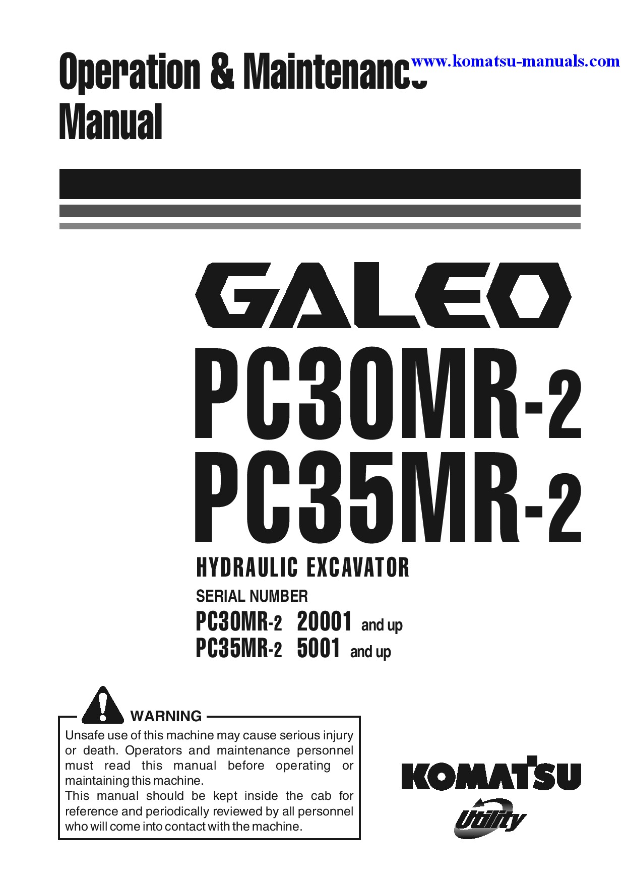 Komatsu pc30mr-2(ita) operation and maintenance manuals excavators crawler download Komatsu pc30mr-2(ita) operation and maintenance manuals excavators crawler download