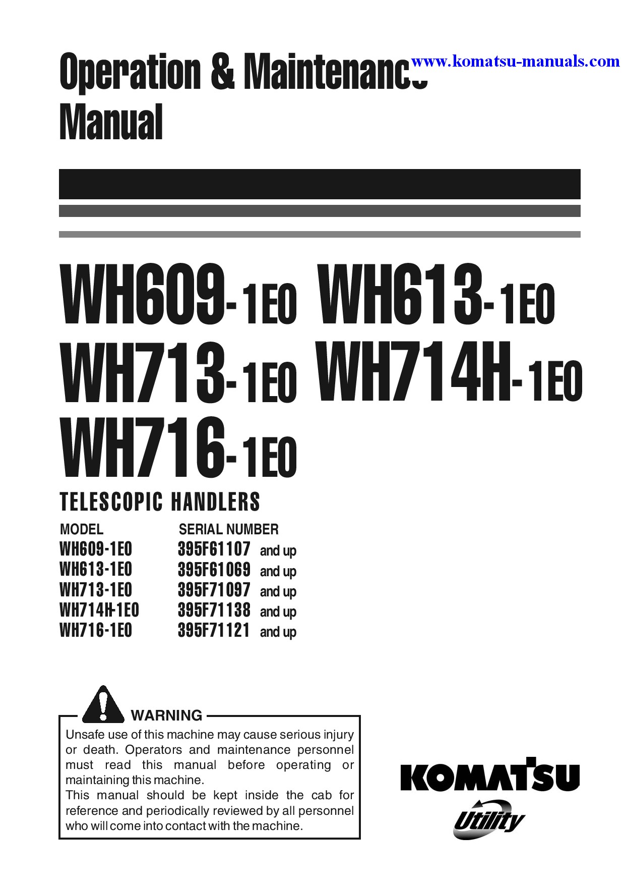 Komatsu wh613-1(ita)-tier 3 operation and maintenance manuals telescopic handlers download Komatsu wh613-1(ita)-tier 3 operation and maintenance manuals telescopic handlers download