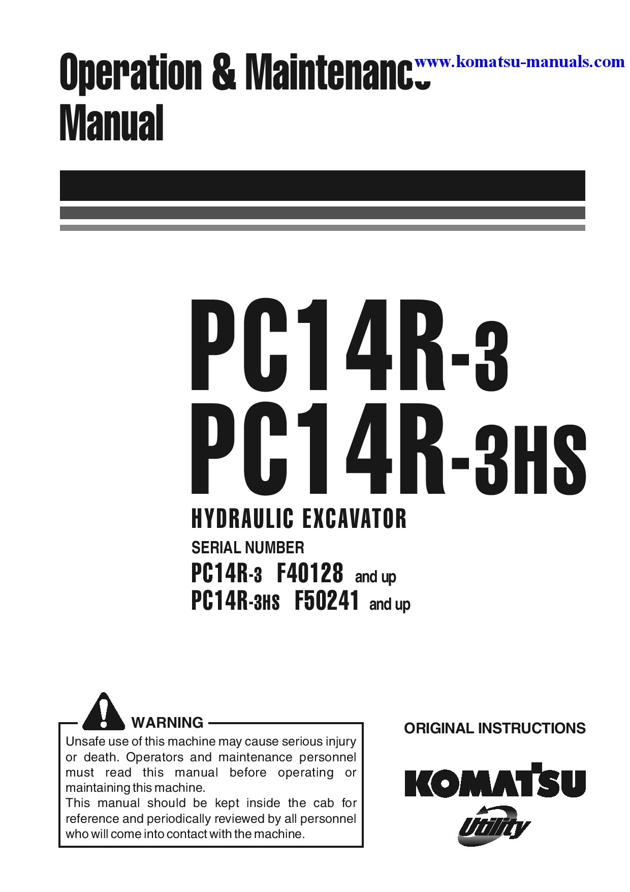 Komatsu pc14r-3(ita) operation and maintenance manuals excavators crawler download Komatsu pc14r-3(ita) operation and maintenance manuals excavators crawler download