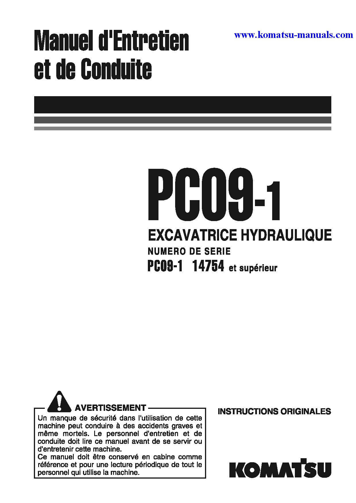 Komatsu pc09-1(ita) operation and maintenance manuals excavators crawler download Komatsu pc09-1(ita) operation and maintenance manuals excavators crawler download