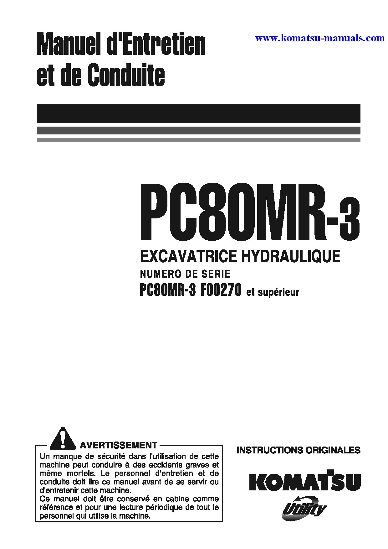 Komatsu pc80mr-3(ita) operation and maintenance manuals excavators crawler download Komatsu pc80mr-3(ita) operation and maintenance manuals excavators crawler download