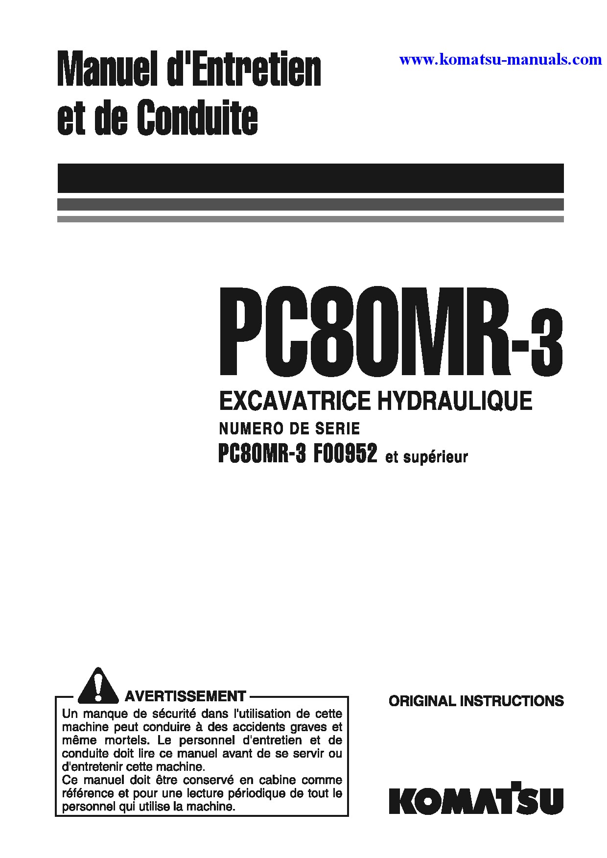 Komatsu pc80mr-3(ita) operation and maintenance manuals excavators crawler download Komatsu pc80mr-3(ita) operation and maintenance manuals excavators crawler download