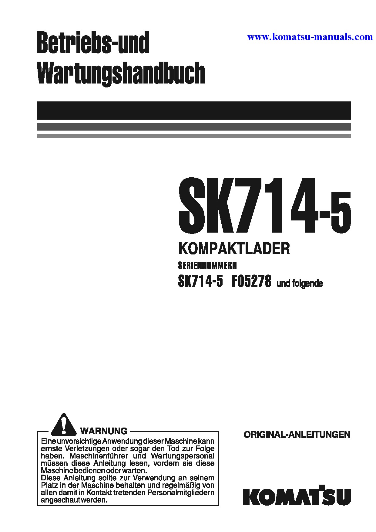 Komatsu sk714-5(ita)-/ operation and maintenance manuals skid steer loaders download Komatsu sk714-5(ita)-/ operation and maintenance manuals skid steer loaders download