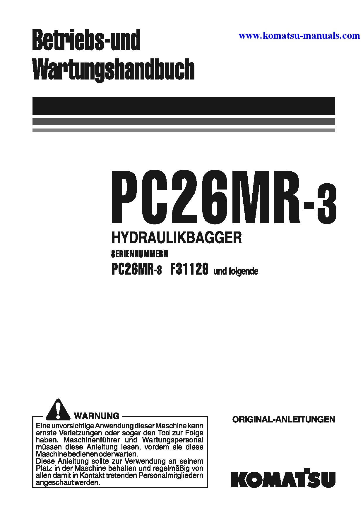 Komatsu pc26mr-3(ita) operation and maintenance manuals excavators crawler download Komatsu pc26mr-3(ita) operation and maintenance manuals excavators crawler download
