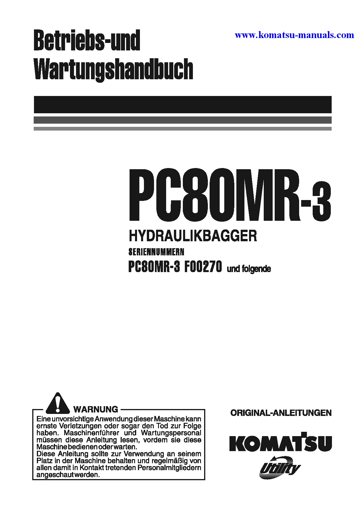 Komatsu pc80mr-3(ita) operation and maintenance manuals excavators crawler download Komatsu pc80mr-3(ita) operation and maintenance manuals excavators crawler download