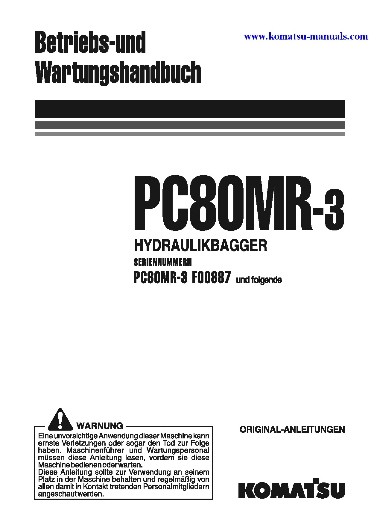 Komatsu pc80mr-3(ita) operation and maintenance manuals excavators crawler download Komatsu pc80mr-3(ita) operation and maintenance manuals excavators crawler download