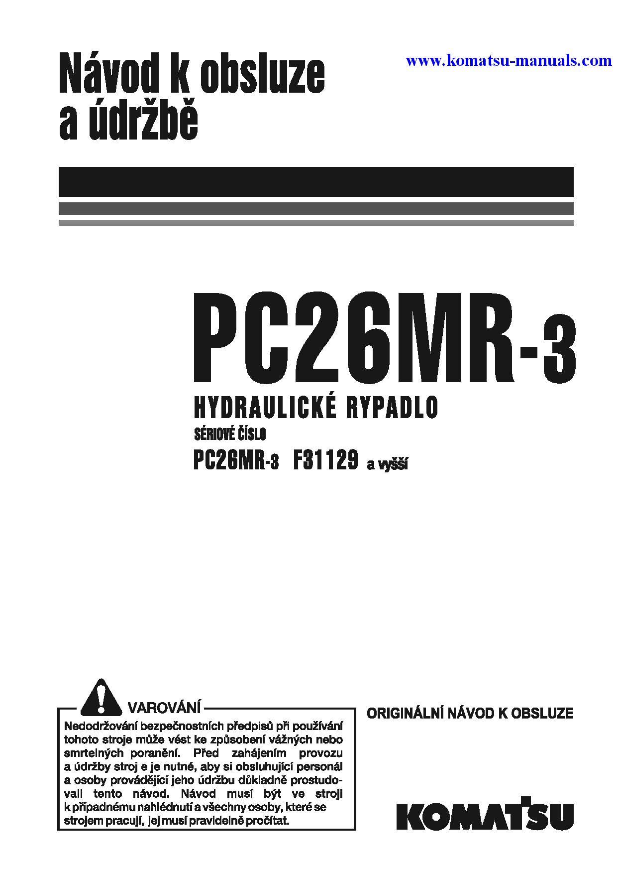 Komatsu pc26mr-3(ita) operation and maintenance manuals excavators crawler download Komatsu pc26mr-3(ita) operation and maintenance manuals excavators crawler download