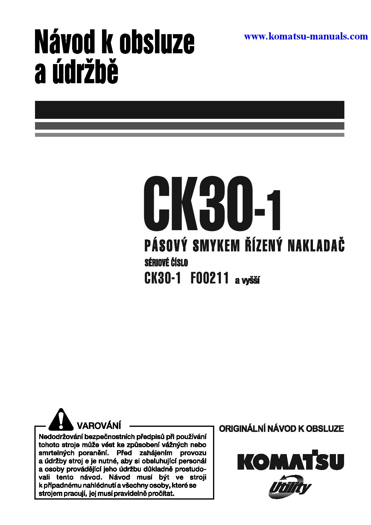 Komatsu ck30-1(ita) operation and maintenance manuals skid steer loaders download Komatsu ck30-1(ita) operation and maintenance manuals skid steer loaders download