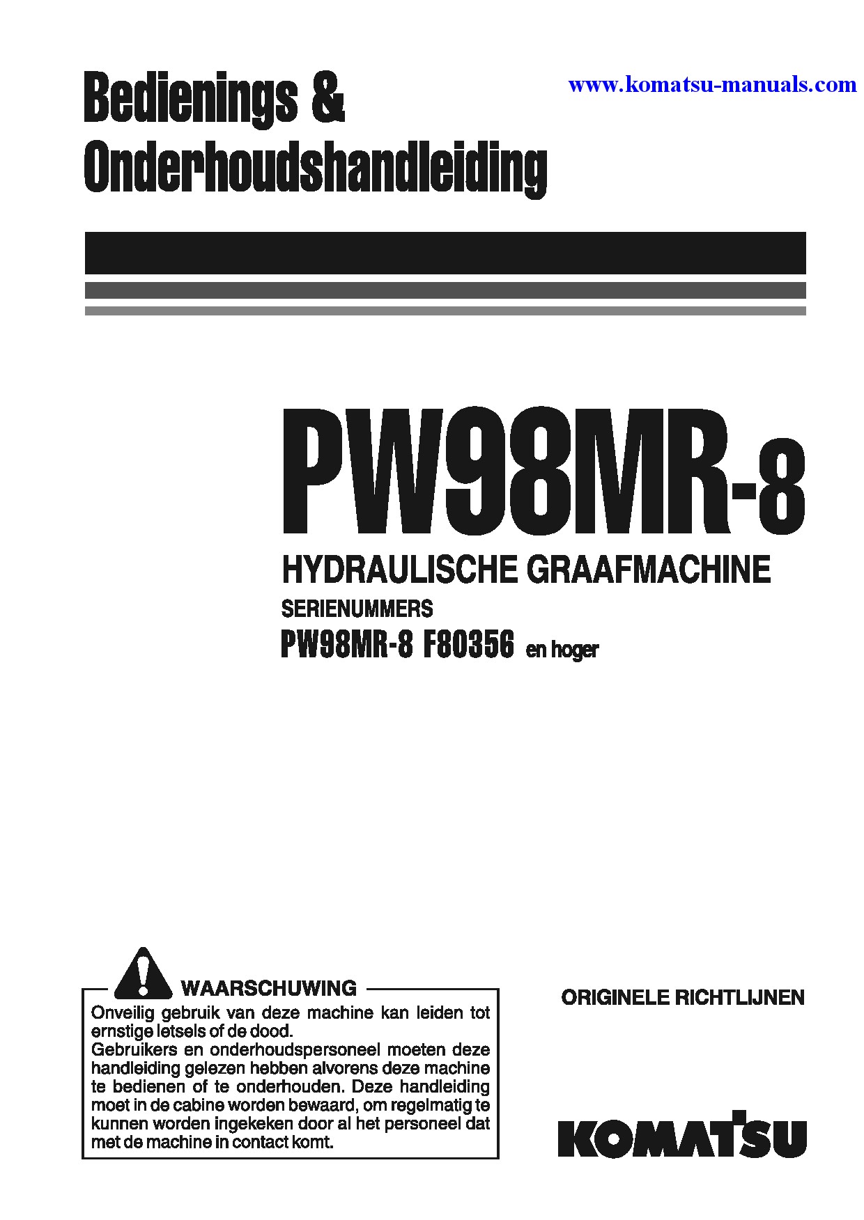 Komatsu pw98mr-8(ita) operation and maintenance manuals excavators wheeled download Komatsu pw98mr-8(ita) operation and maintenance manuals excavators wheeled download