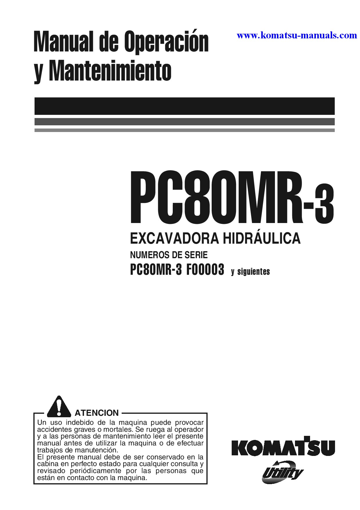 Komatsu pc80mr-3(ita) operation and maintenance manuals excavators crawler download Komatsu pc80mr-3(ita) operation and maintenance manuals excavators crawler download