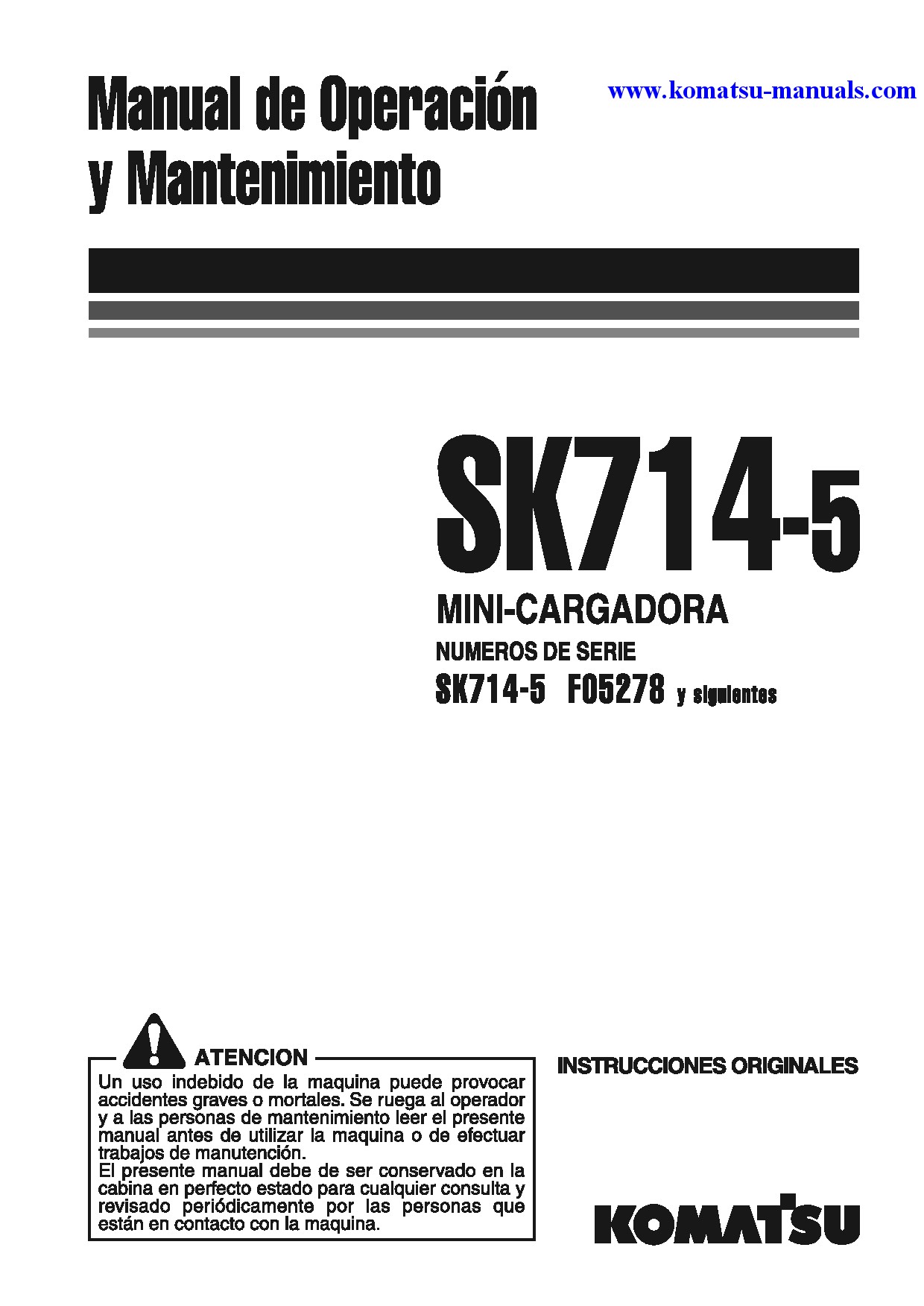 Komatsu sk714-5(ita)-/ operation and maintenance manuals skid steer loaders download Komatsu sk714-5(ita)-/ operation and maintenance manuals skid steer loaders download