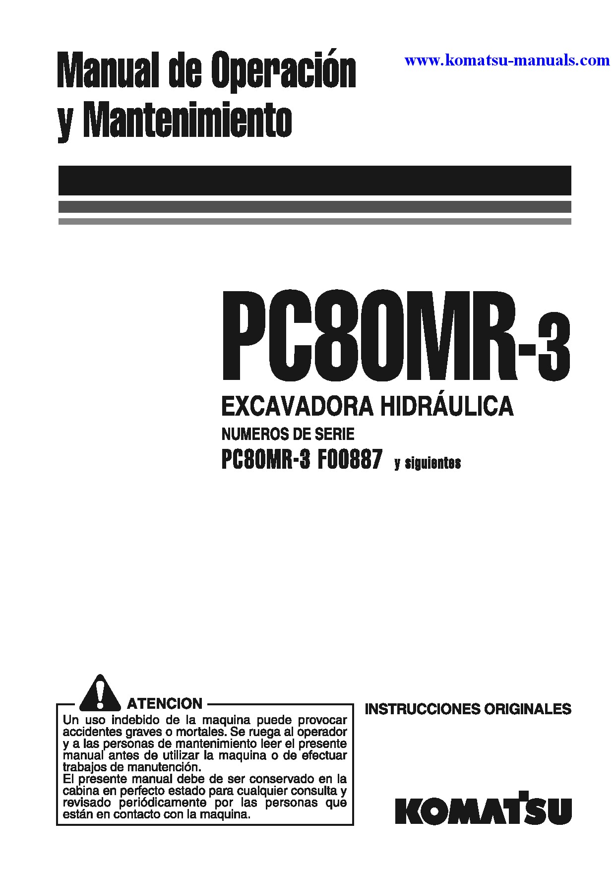 Komatsu pc80mr-3(ita) operation and maintenance manuals excavators crawler download Komatsu pc80mr-3(ita) operation and maintenance manuals excavators crawler download