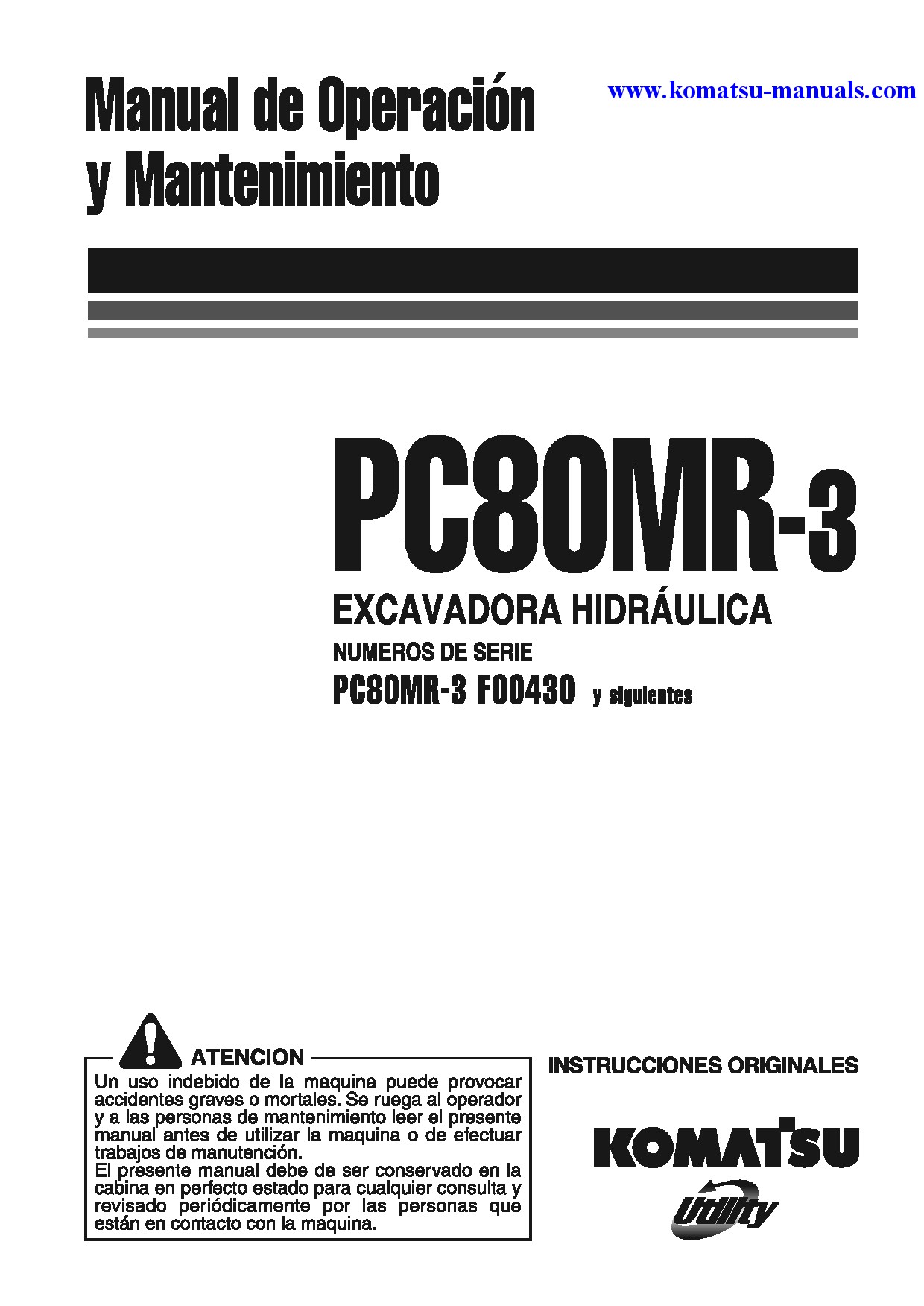 Komatsu pc80mr-3(ita) operation and maintenance manuals excavators crawler download Komatsu pc80mr-3(ita) operation and maintenance manuals excavators crawler download