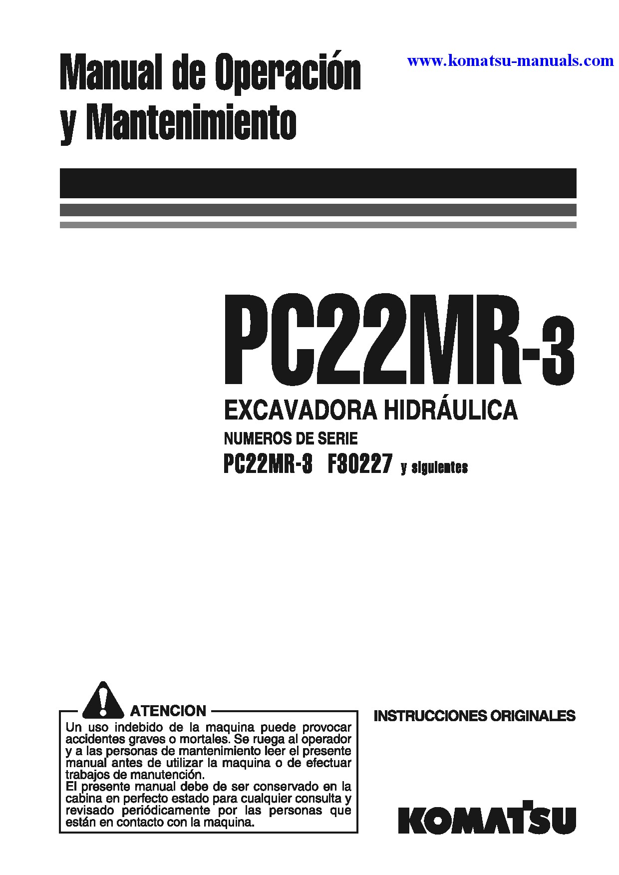 Komatsu pc22mr-3(ita) operation and maintenance manuals excavators crawler download Komatsu pc22mr-3(ita) operation and maintenance manuals excavators crawler download