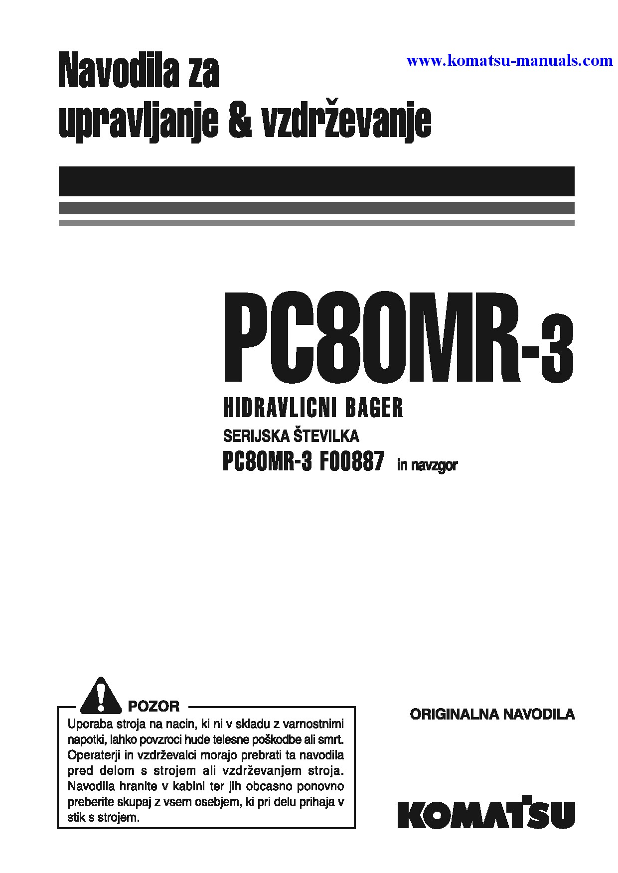 Komatsu pc80mr-3(ita) operation and maintenance manuals excavators crawler download Komatsu pc80mr-3(ita) operation and maintenance manuals excavators crawler download