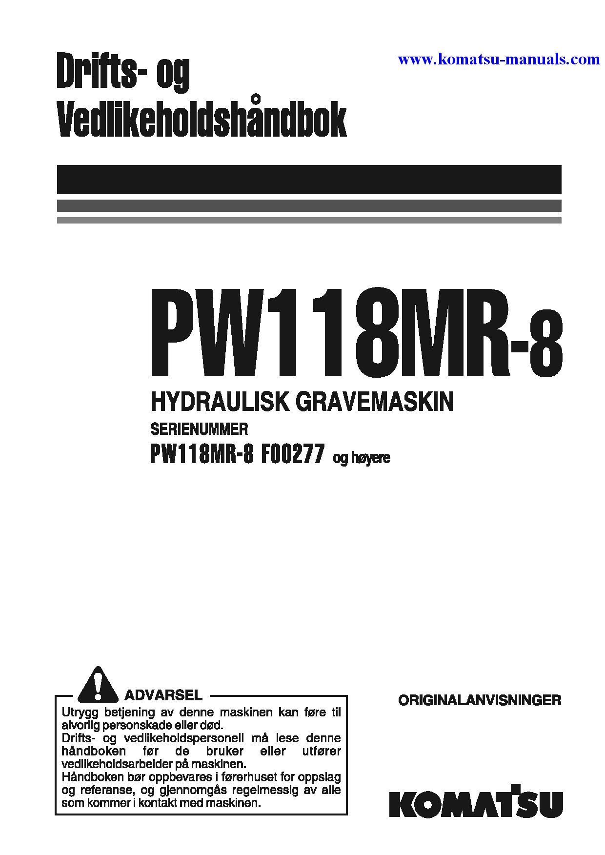 Komatsu pw118mr-8(ita) operation and maintenance manuals excavators wheeled download Komatsu pw118mr-8(ita) operation and maintenance manuals excavators wheeled download