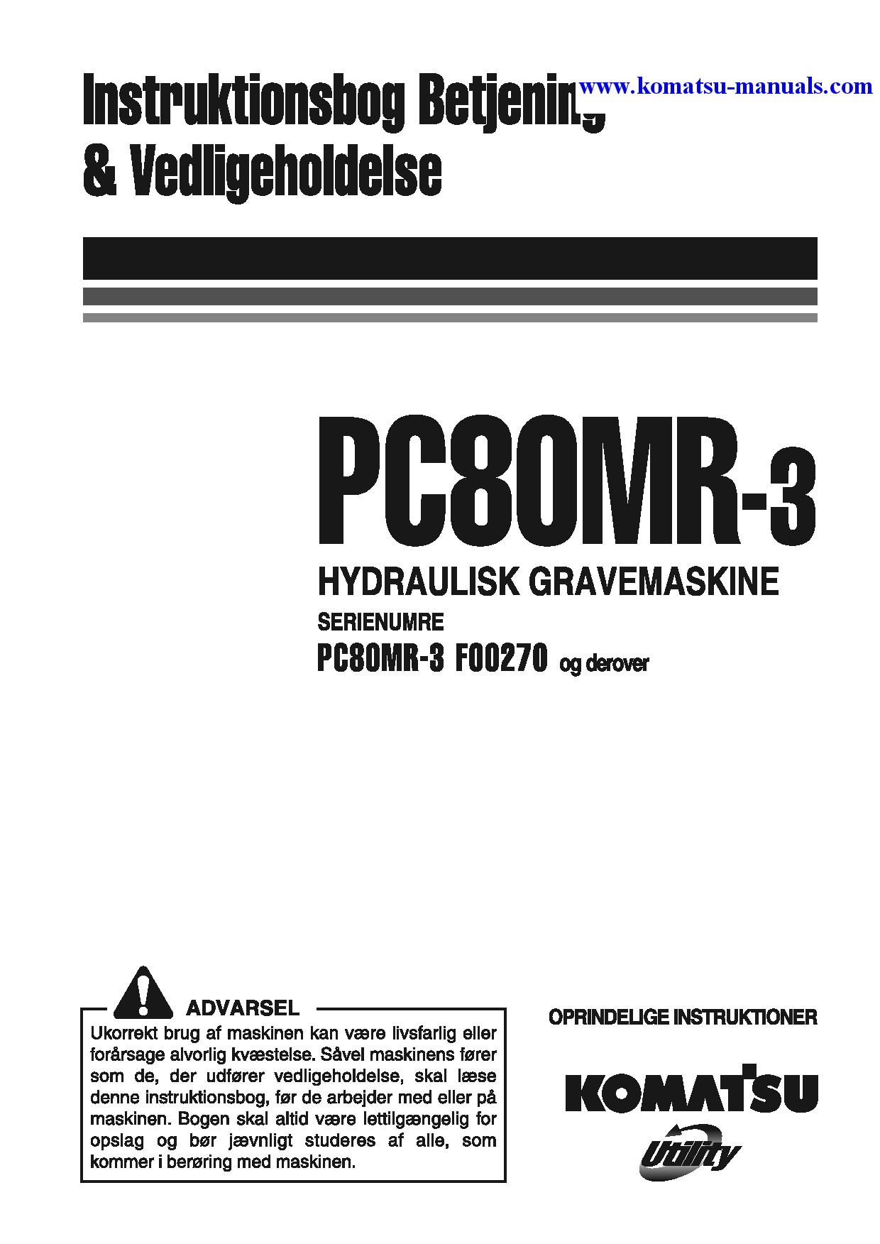 Komatsu pc80mr-3(ita) operation and maintenance manuals excavators crawler download Komatsu pc80mr-3(ita) operation and maintenance manuals excavators crawler download