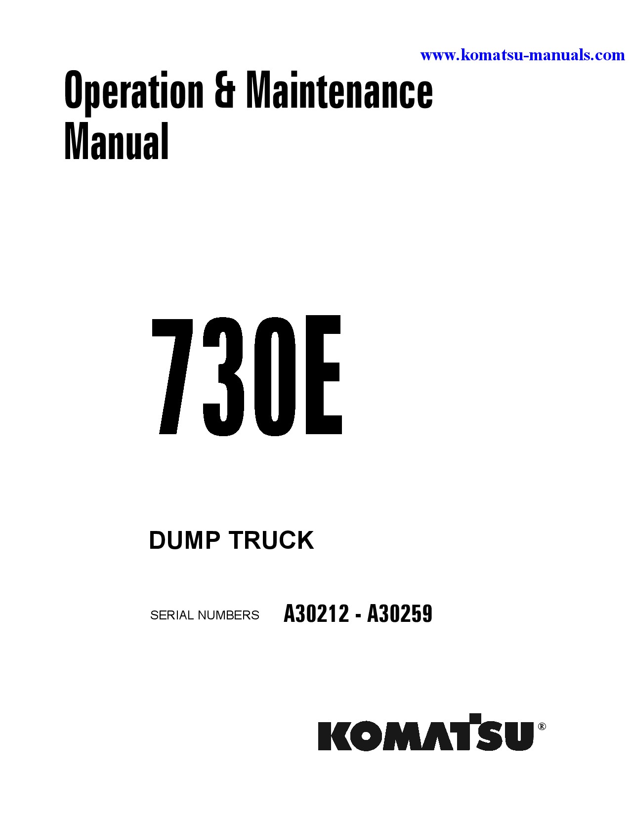 Komatsu 730e(usa) operation and maintenance manuals dumptrucks rigid download Komatsu 730e(usa) operation and maintenance manuals dumptrucks rigid download