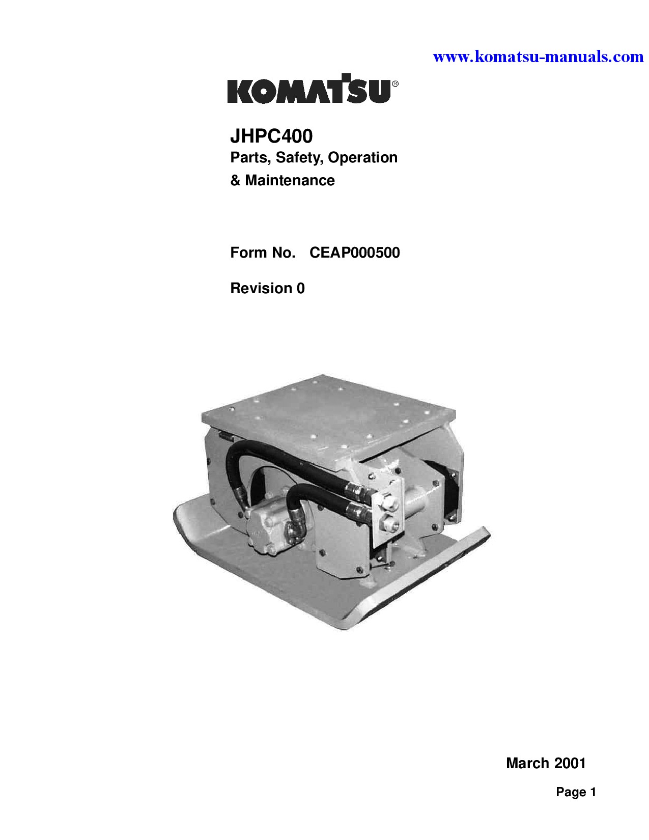 Komatsu jhpc400(usa) operation and maintenance manuals excavators crawler download Komatsu jhpc400(usa) operation and maintenance manuals excavators crawler download