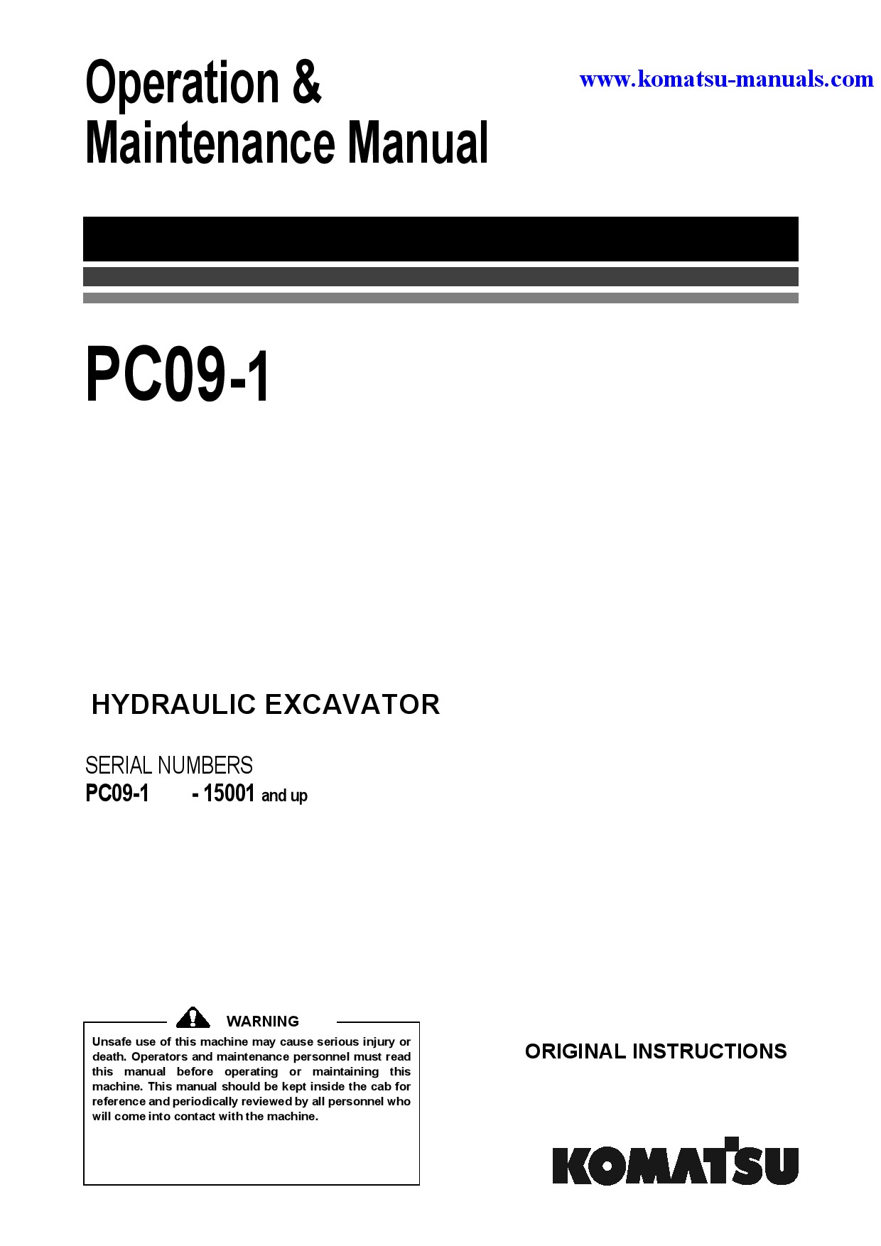 Komatsu pc09-1(ita) operation and maintenance manuals excavators crawler download Komatsu pc09-1(ita) operation and maintenance manuals excavators crawler download