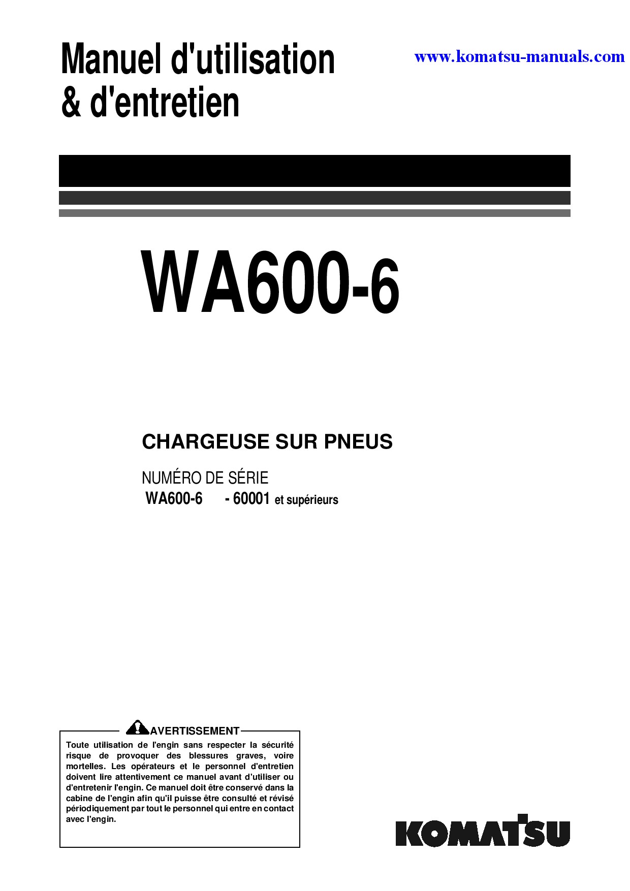 Komatsu wa600-6(jpn) operation and maintenance manuals wheel loaders download Komatsu wa600-6(jpn) operation and maintenance manuals wheel loaders download