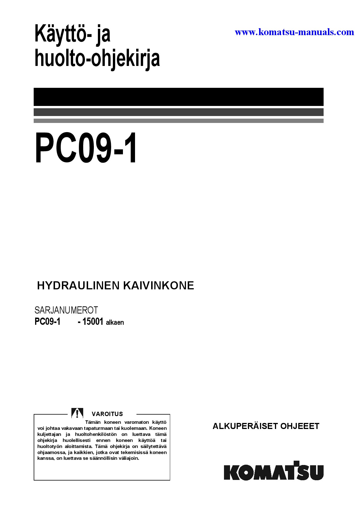 Komatsu pc09-1(ita) operation and maintenance manuals excavators crawler download Komatsu pc09-1(ita) operation and maintenance manuals excavators crawler download