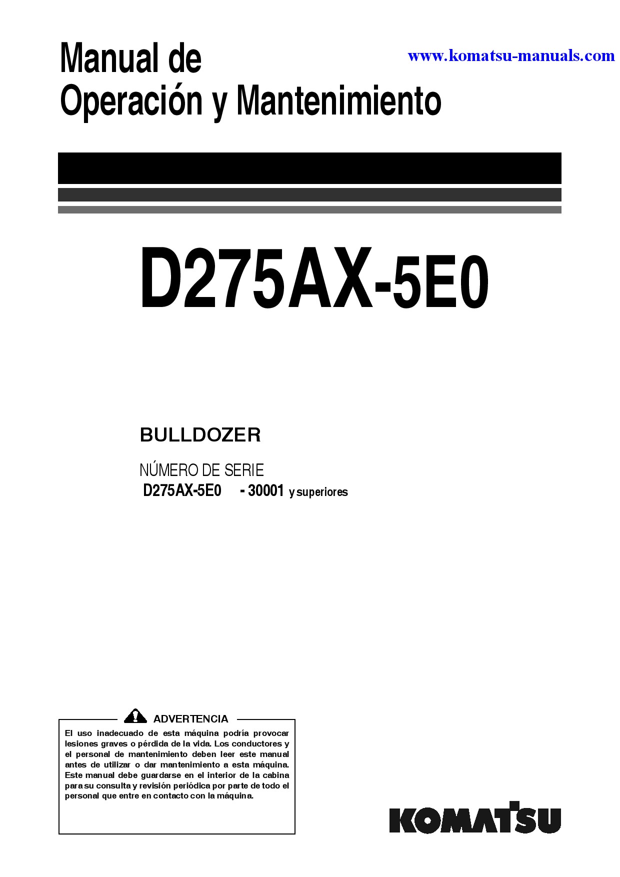 Komatsu d275ax-5(jpn)-e0 operation and maintenance manuals bulldozers download Komatsu d275ax-5(jpn)-e0 operation and maintenance manuals bulldozers download