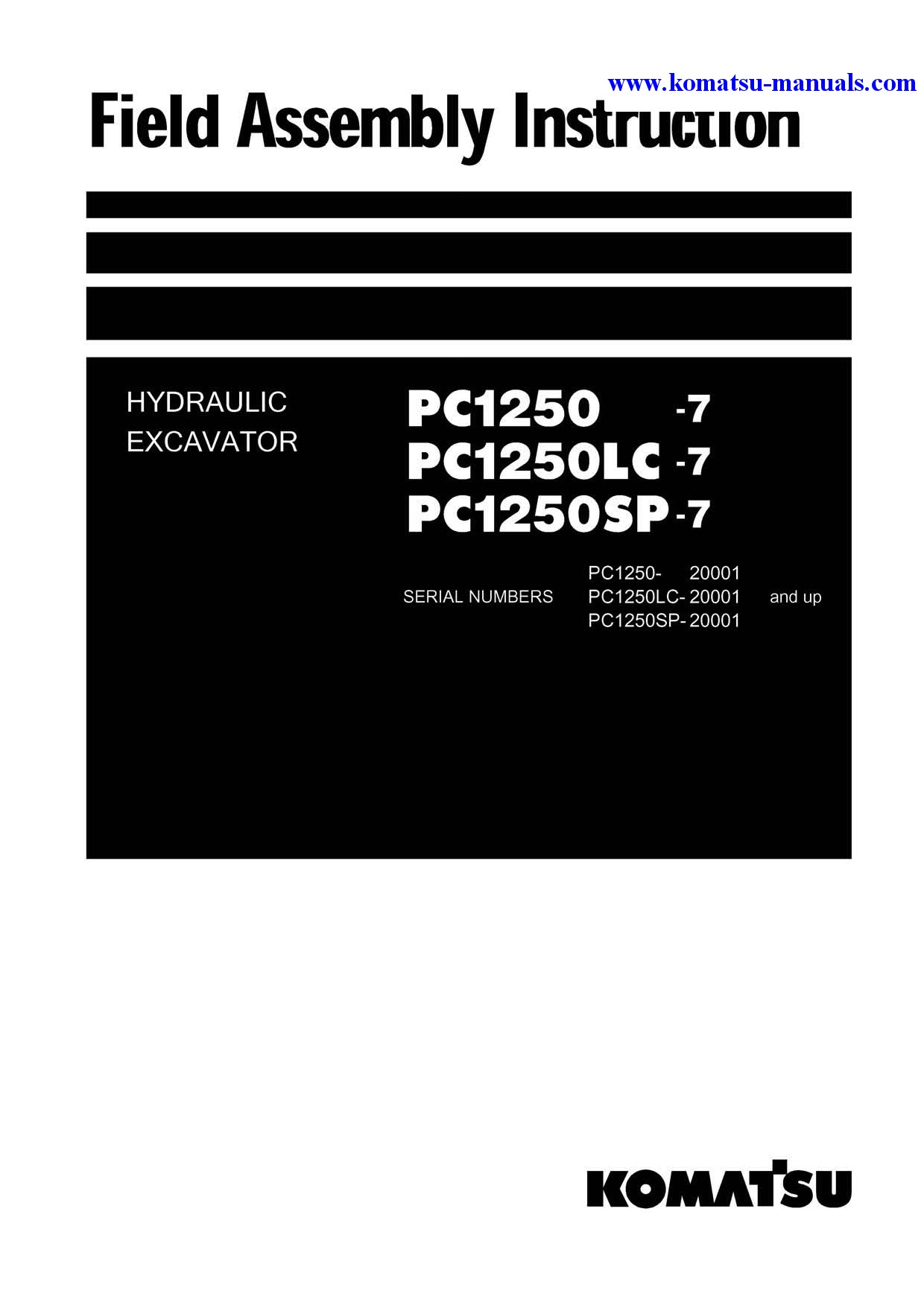 Komatsu pc1250sp-7(jpn) field assembly manuals excavators crawler download Komatsu pc1250sp-7(jpn) field assembly manuals excavators crawler download