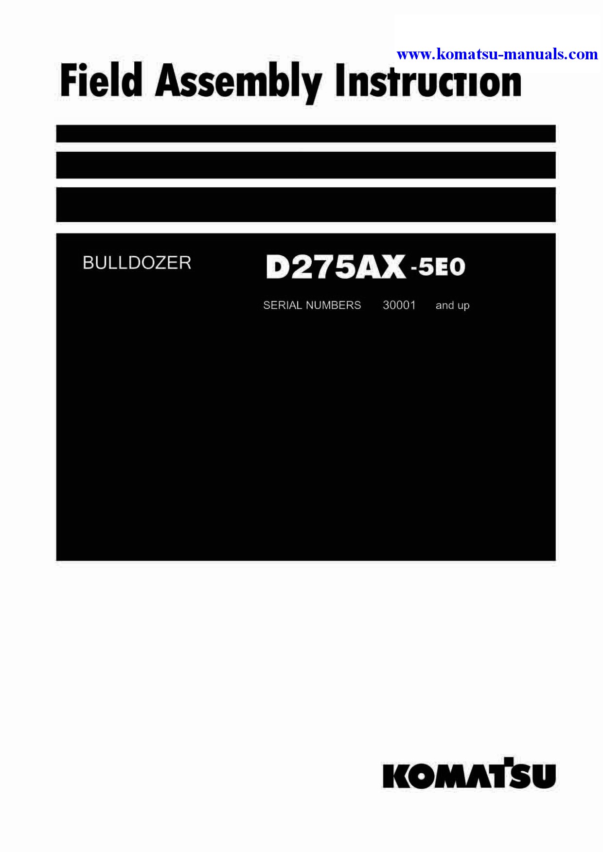 Komatsu d275ax-5(jpn)-e0 field assembly manuals bulldozers download Komatsu d275ax-5(jpn)-e0 field assembly manuals bulldozers download