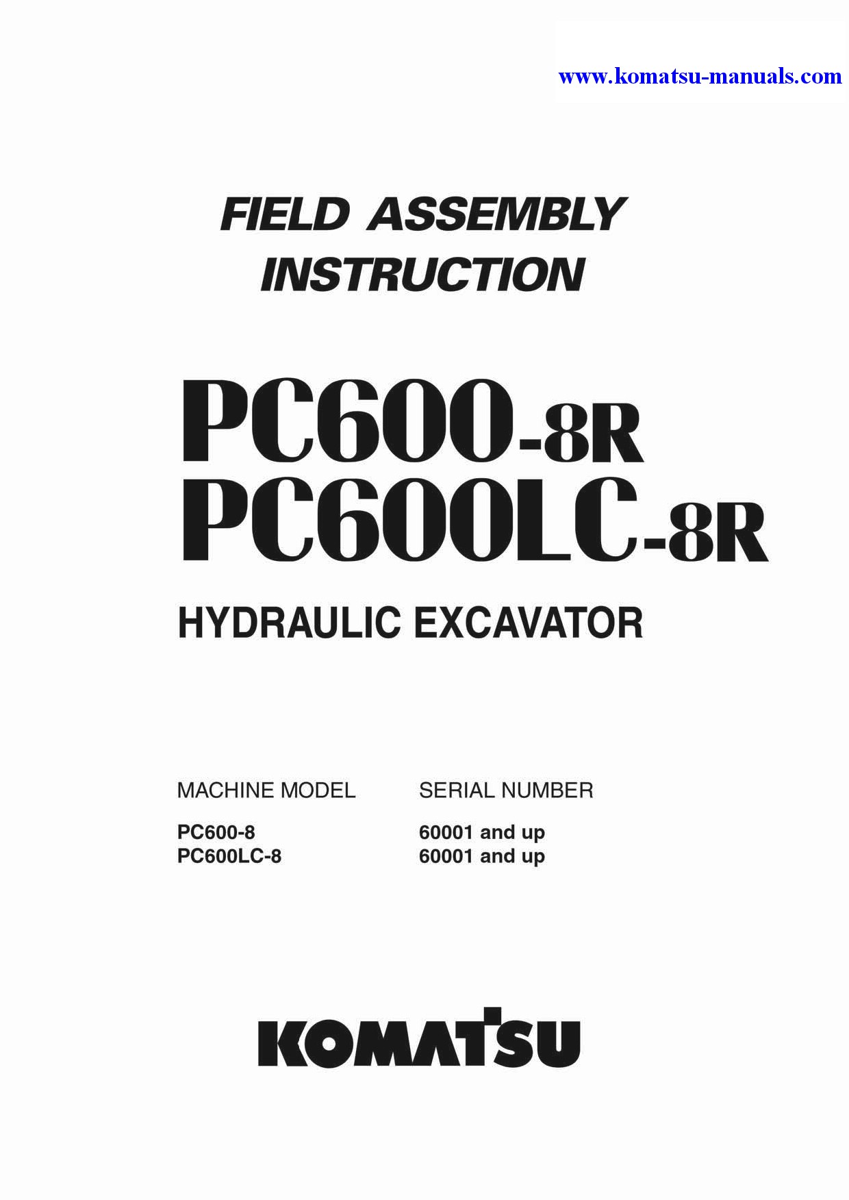 Komatsu pc600-8(jpn)-r field assembly manuals excavators crawler download Komatsu pc600-8(jpn)-r field assembly manuals excavators crawler download