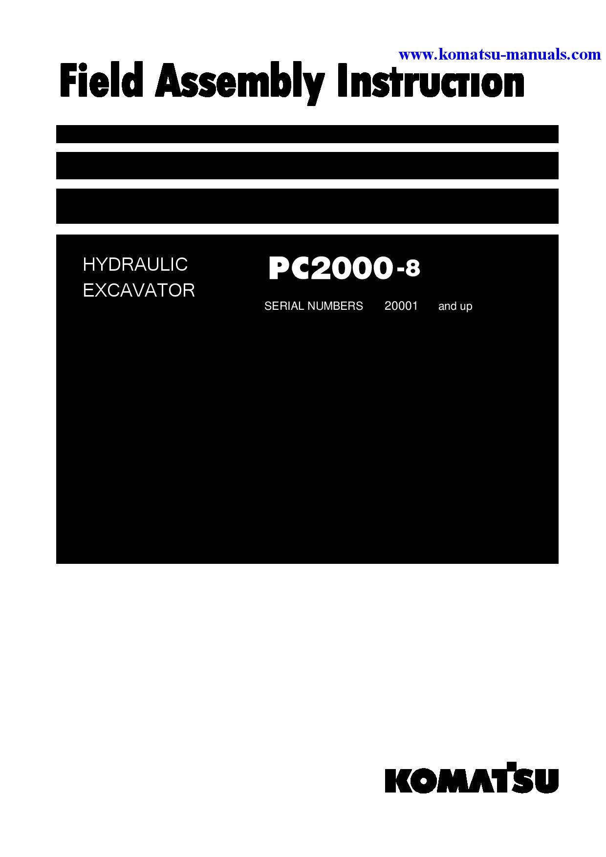 Komatsu pc2000-8(jpn) field assembly manuals excavators crawler download Komatsu pc2000-8(jpn) field assembly manuals excavators crawler download