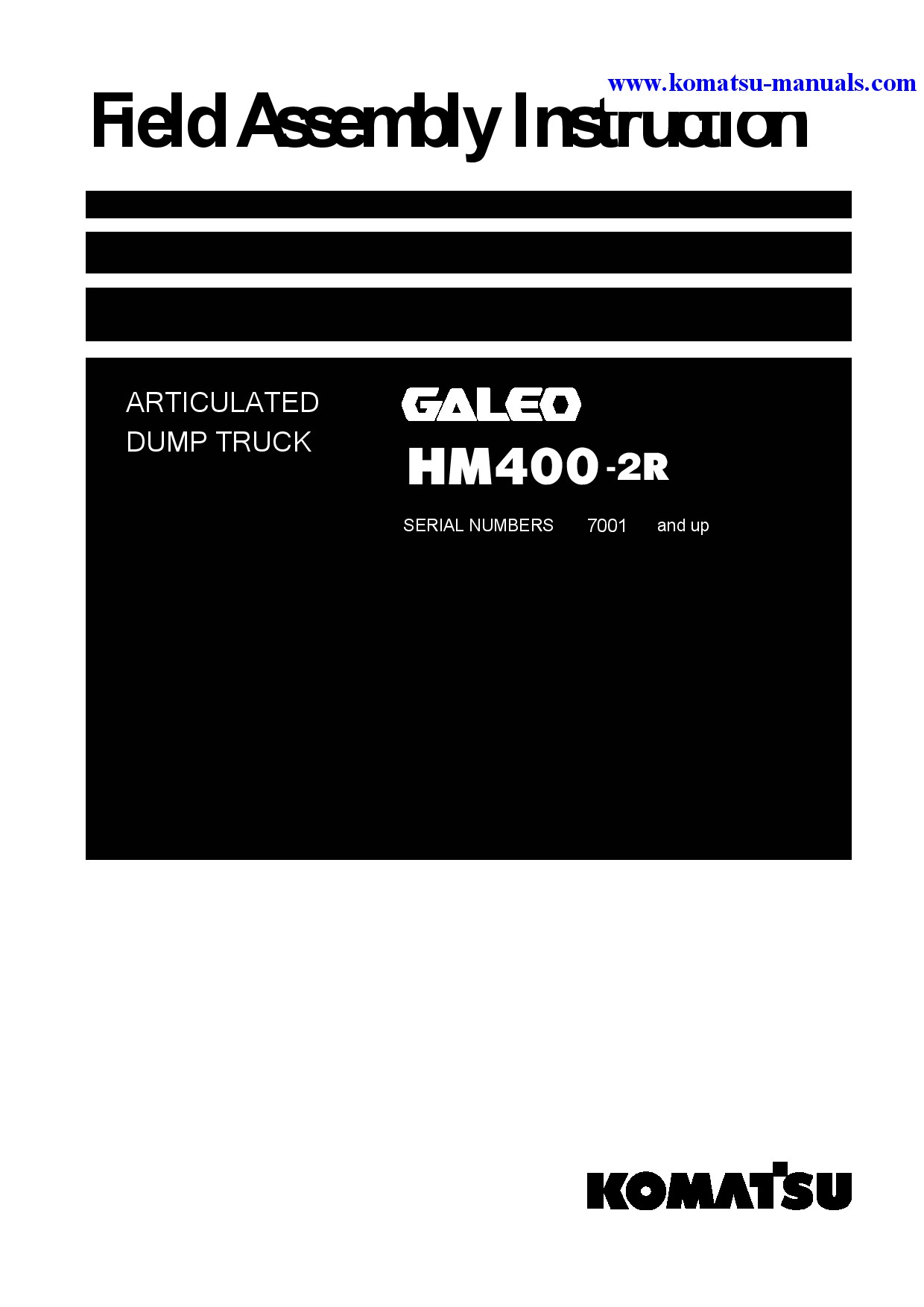 Komatsu hm400-2(jpn)-r field assembly manuals dumptrucks articulated download Komatsu hm400-2(jpn)-r field assembly manuals dumptrucks articulated download