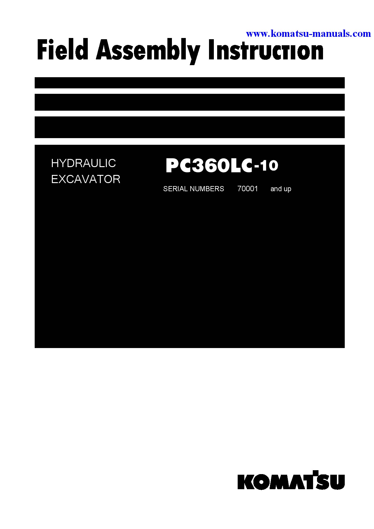 Komatsu pc360lc-10(jpn) field assembly manuals excavators crawler download Komatsu pc360lc-10(jpn) field assembly manuals excavators crawler download
