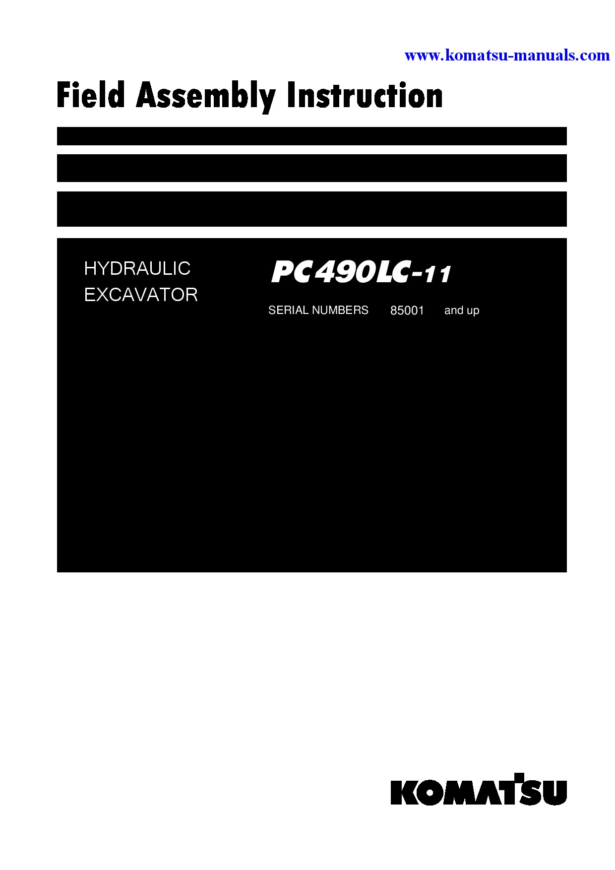 Komatsu pc490lc-11(jpn) field assembly manuals excavators crawler download Komatsu pc490lc-11(jpn) field assembly manuals excavators crawler download