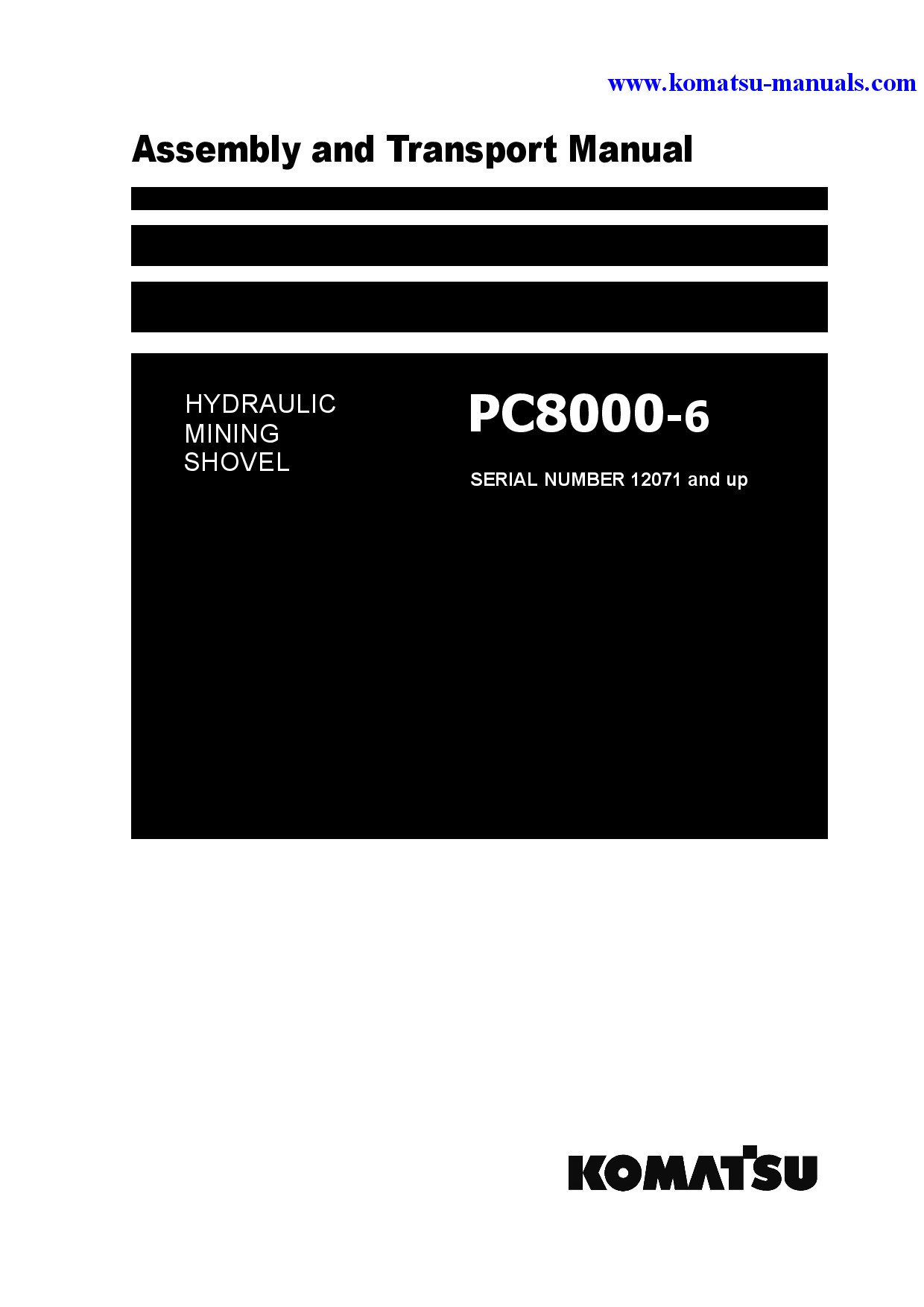Komatsu pc8000-6(deu) field assembly manuals excavators crawler download Komatsu pc8000-6(deu) field assembly manuals excavators crawler download