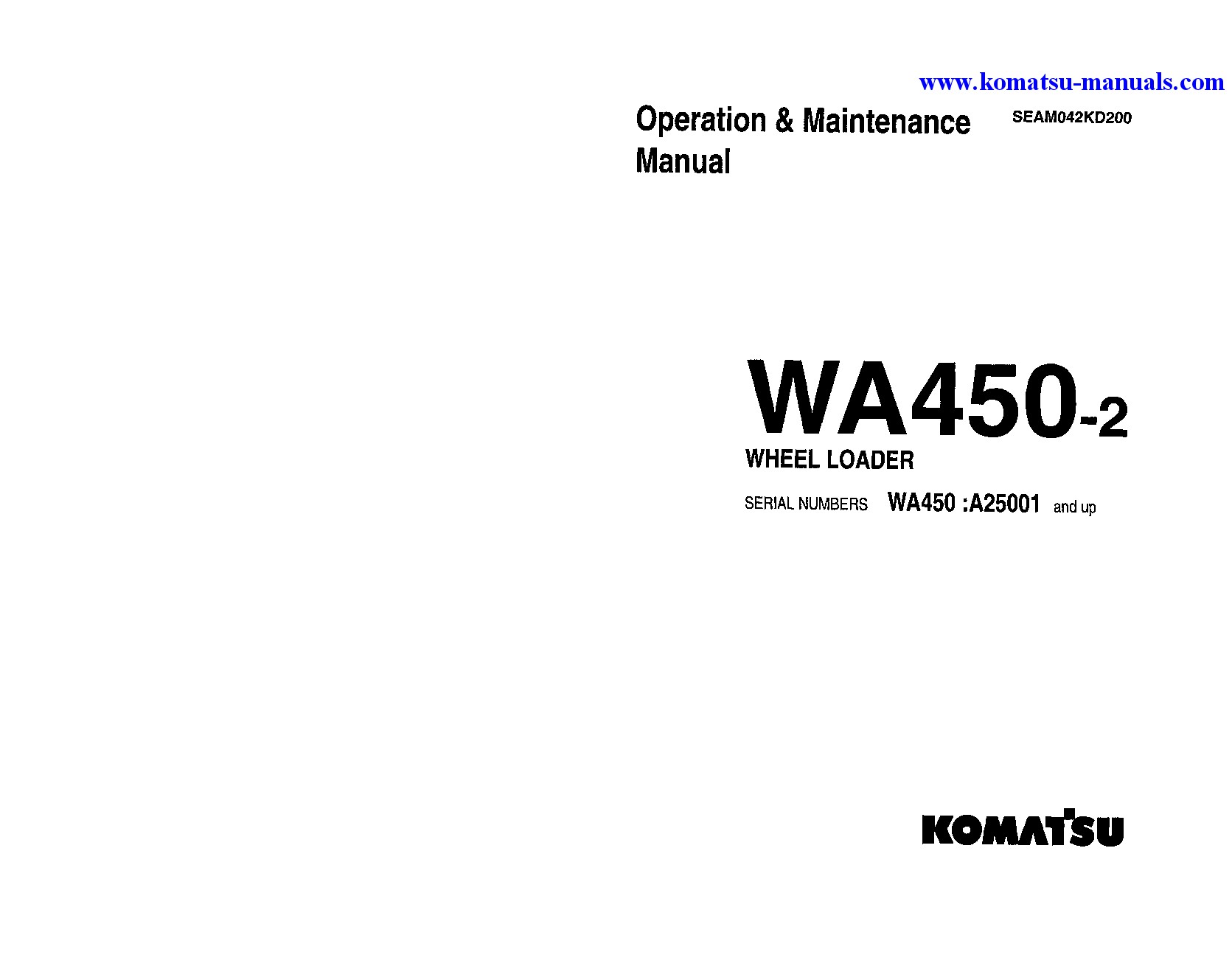 Komatsu wa450-2(usa) operation and maintenance manuals wheel loaders download Komatsu wa450-2(usa) operation and maintenance manuals wheel loaders download