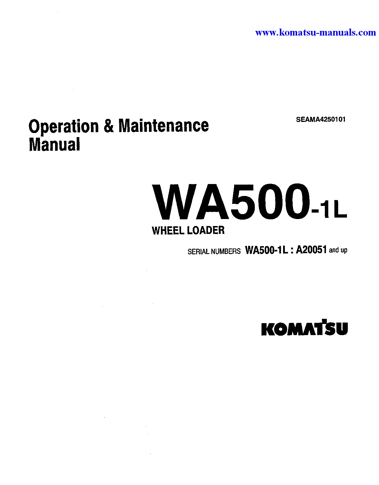 Komatsu wa500-1(usa)-l operation and maintenance manuals wheel loaders download Komatsu wa500-1(usa)-l operation and maintenance manuals wheel loaders download