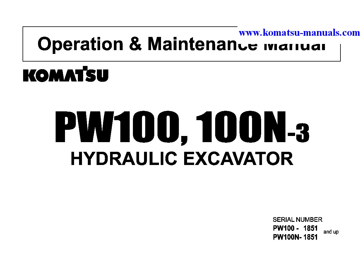 Komatsu pw100-3(jpn) operation and maintenance manuals excavators wheeled download Komatsu pw100-3(jpn) operation and maintenance manuals excavators wheeled download