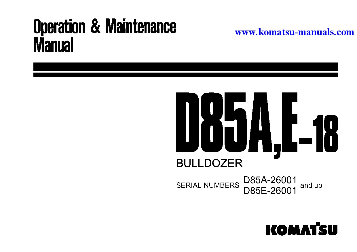 Komatsu d85e-18(jpn) operation and maintenance manuals bulldozers download Komatsu d85e-18(jpn) operation and maintenance manuals bulldozers download