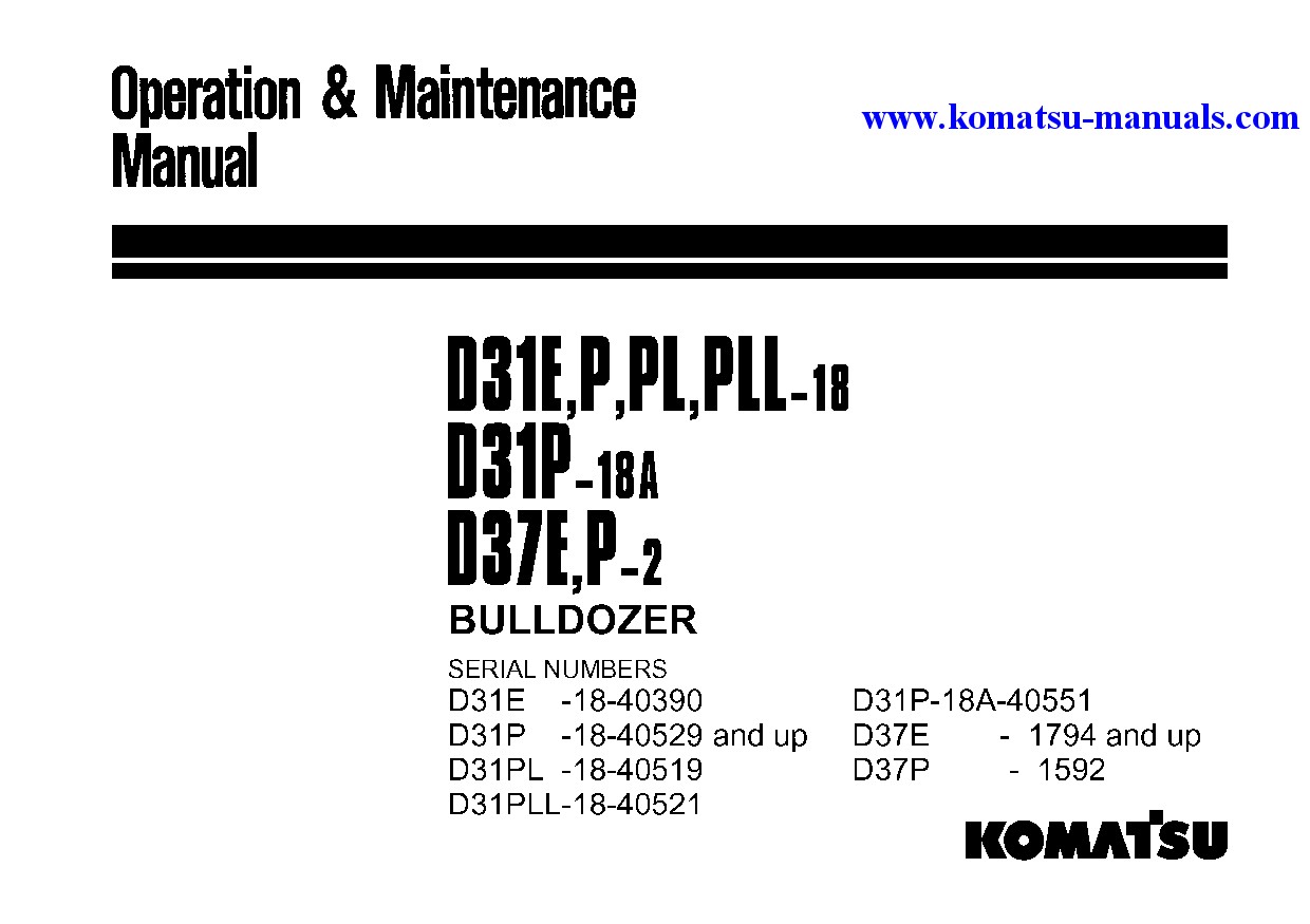 Komatsu d31pg-18(jpn) operation and maintenance manuals crawler loaders download Komatsu d31pg-18(jpn) operation and maintenance manuals crawler loaders download
