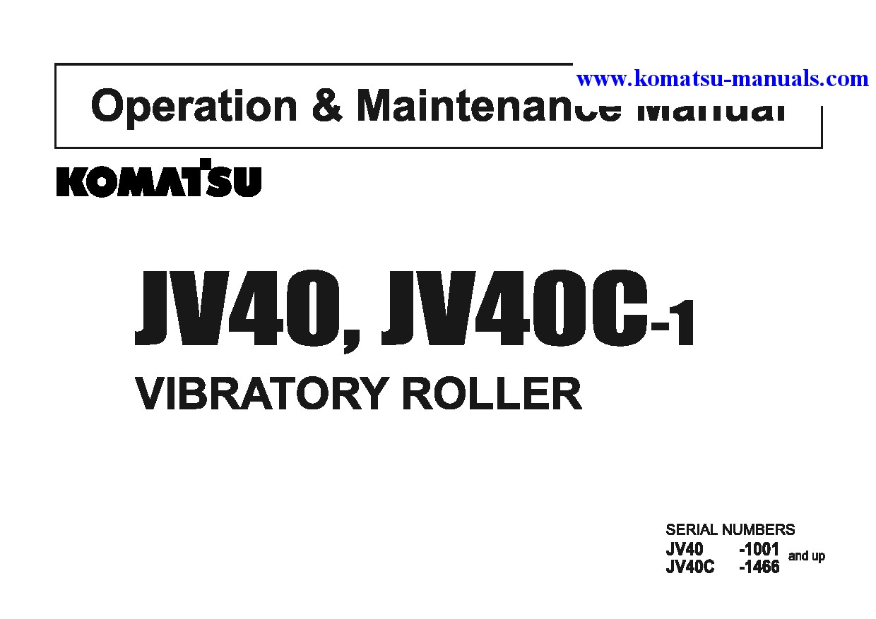 Komatsu jv40-1(jpn) operation and maintenance manuals rollers download Komatsu jv40-1(jpn) operation and maintenance manuals rollers download
