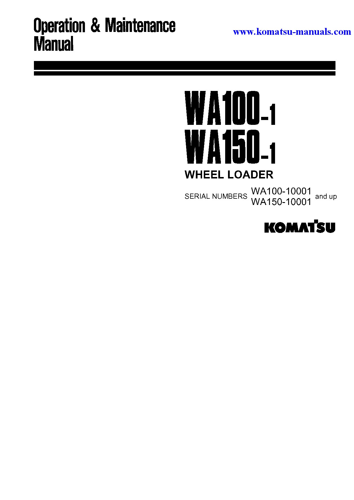 Komatsu wa100-1(jpn) operation and maintenance manuals wheel loaders download Komatsu wa100-1(jpn) operation and maintenance manuals wheel loaders download
