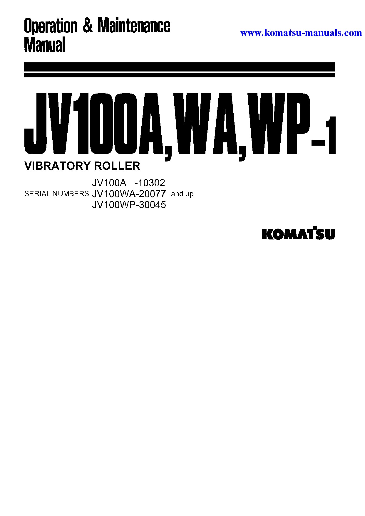 Komatsu jv100wa-1(jpn) operation and maintenance manuals other download Komatsu jv100wa-1(jpn) operation and maintenance manuals other download