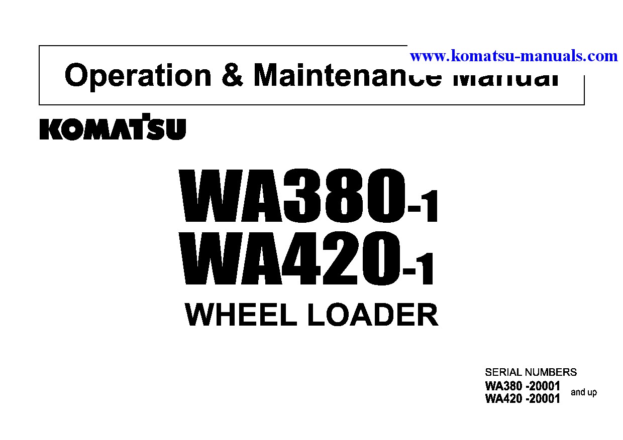 Komatsu wa420-1(jpn) operation and maintenance manuals wheel loaders download Komatsu wa420-1(jpn) operation and maintenance manuals wheel loaders download