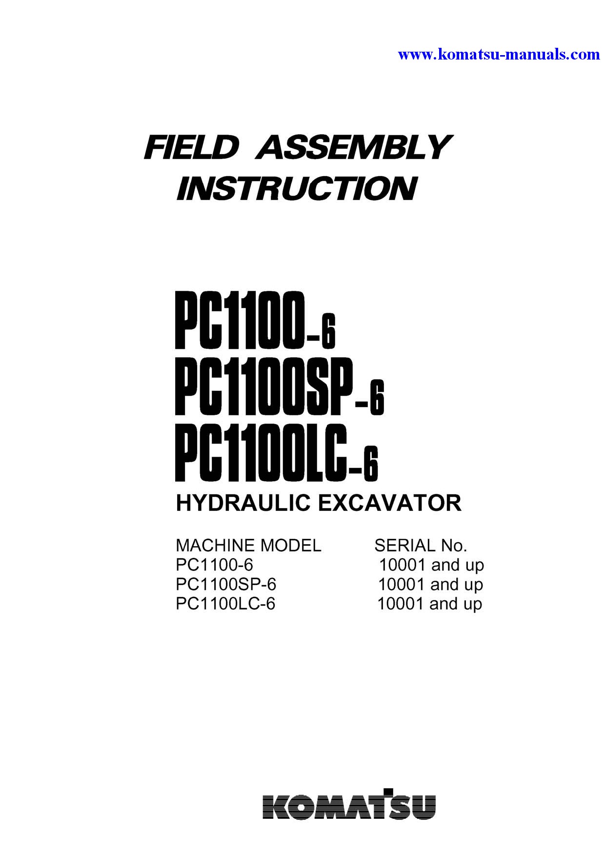 Komatsu pc1100lc-6(jpn) field assembly manuals excavators crawler download Komatsu pc1100lc-6(jpn) field assembly manuals excavators crawler download