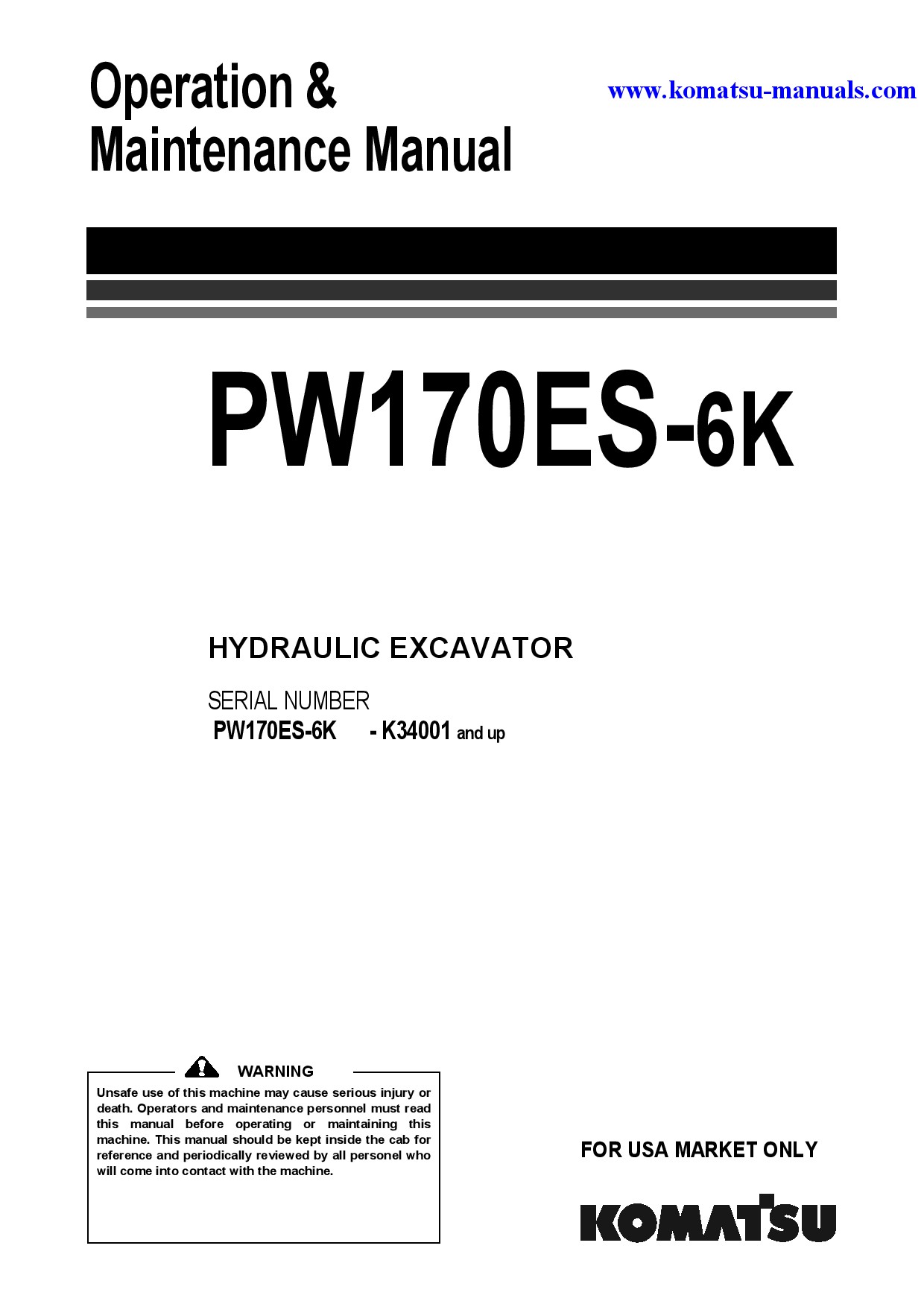 Komatsu pw170es-6(gbr)-k operation and maintenance manuals excavators wheeled download Komatsu pw170es-6(gbr)-k operation and maintenance manuals excavators wheeled download