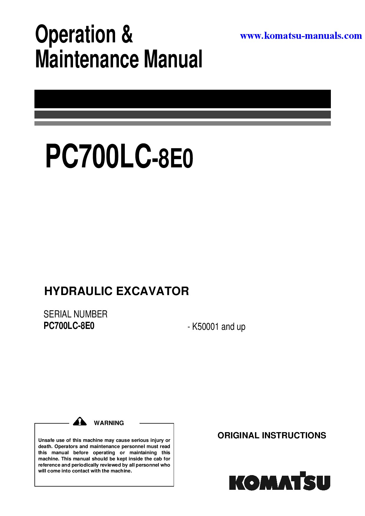 Komatsu pc700lc-8(gbr)-e0 operation and maintenance manuals excavators crawler download Komatsu pc700lc-8(gbr)-e0 operation and maintenance manuals excavators crawler download