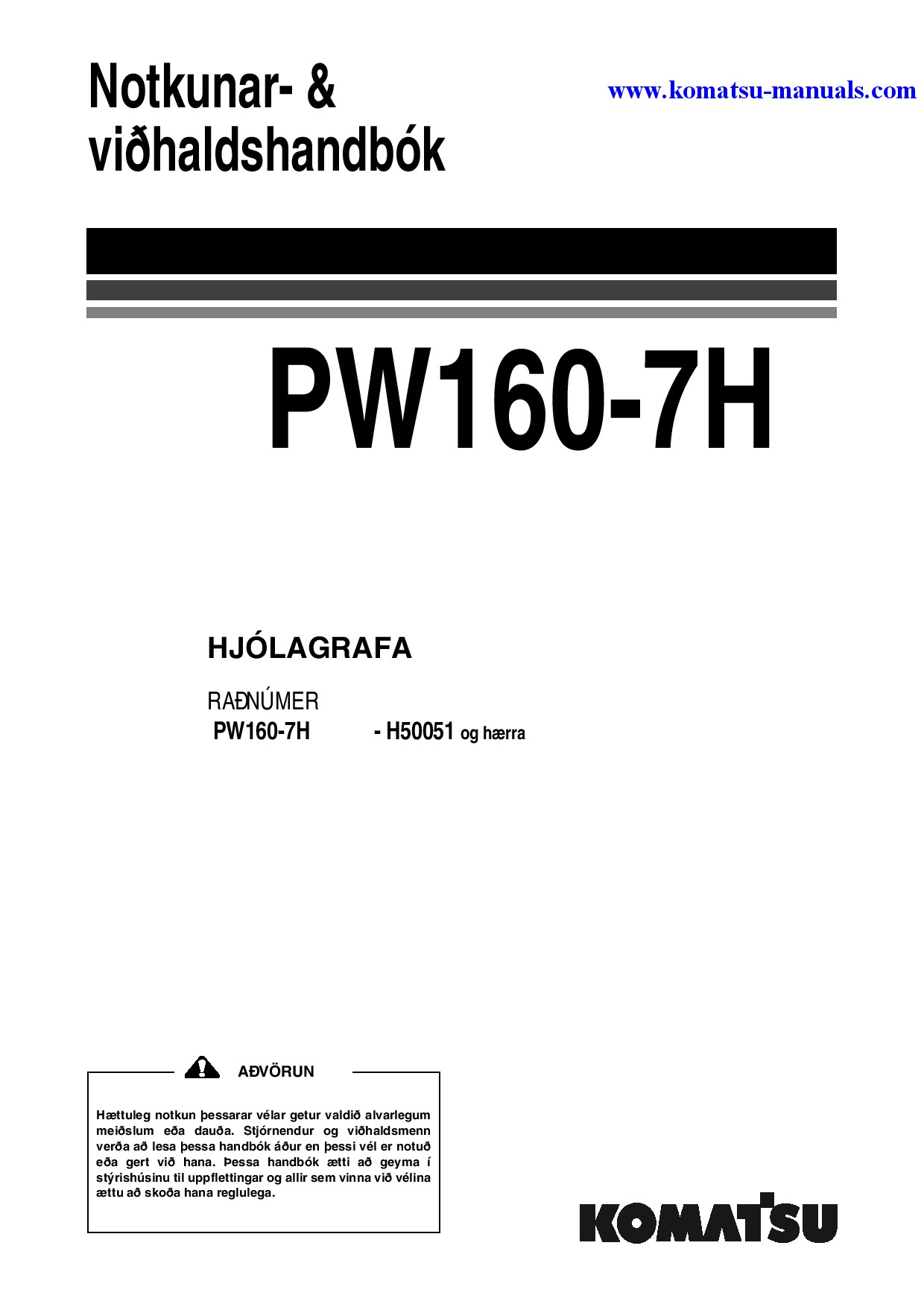 Komatsu pw160-7(deu) operation and maintenance manuals excavators wheeled download Komatsu pw160-7(deu) operation and maintenance manuals excavators wheeled download