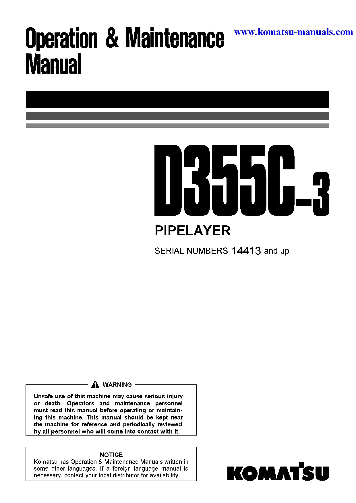 Komatsu d355c-3(jpn) operation and maintenance manuals bulldozers download Komatsu d355c-3(jpn) operation and maintenance manuals bulldozers download